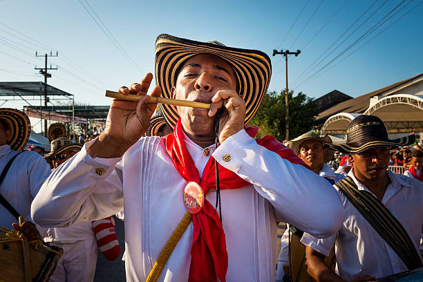 Barranquilla, Colombia - March 1, 2014: People at the carnival parades in the Carnival of Barranquilla, in Colombia.